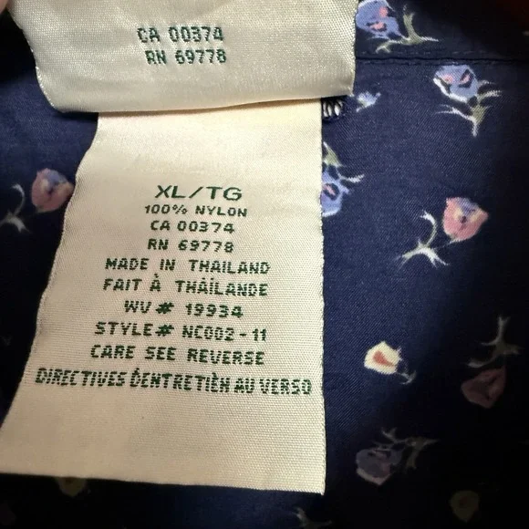 Vintage Northern Reflections XL Floral Rain Jacket Hooded Windbreaker Navy Nylon - Picture 4 of 12